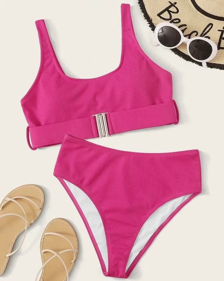 SheIn Pink High Waist Bikini - Image 2