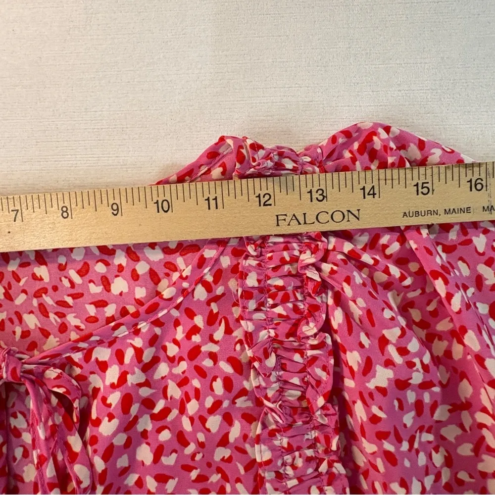 JODIFL Red and White Ruffled Tie Front Blouse - Image 8