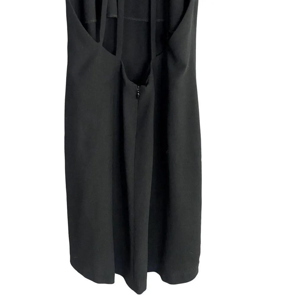 Zara Lightweight Sleeveless Shift Mini Dress Halter Snap Neck Strap Back M Black - Image 9