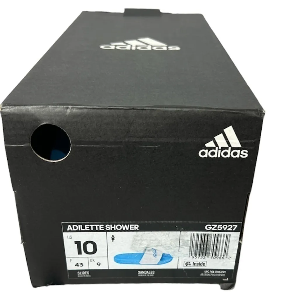 ADIDAS ADILETTE SHOWER SLIDES BLUE/WHITE Size 10 - Image 4