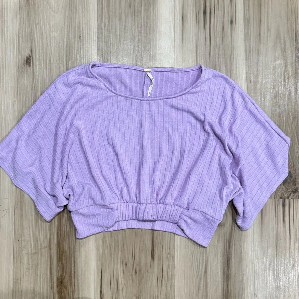 Free People Kelsey Lilac Purple Cropped Pullover Short Sleeve Top Women’s Small - Image 3
