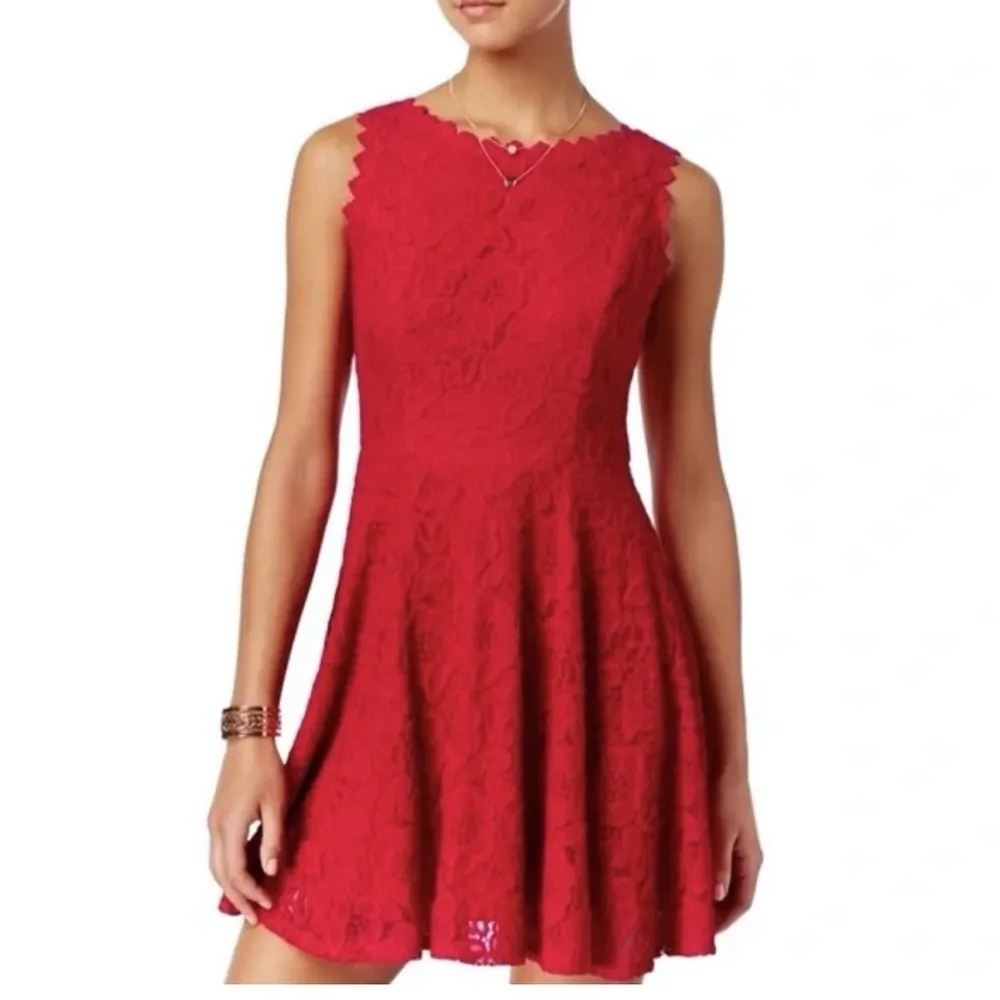 City Studio Dress Lace Fit & Flare Sleeveless Mini Red Party Festive 7 (Jrs) Size undefined - Image 13