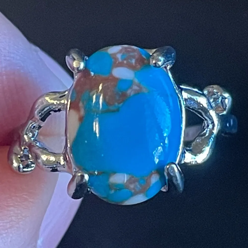 Mixed 3 color gemstone S925 silver ring size 8.5 Blue - Image 5