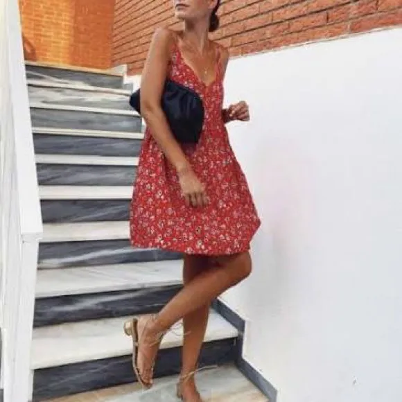 SAAJ Paris Robe Adele Corail coral linen viscose Mini Dress size 6 resortwear Orange - Image 9