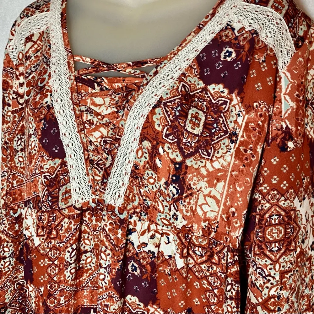 VANITY sheer top blouse XL autumn fall brown NWT - Image 2