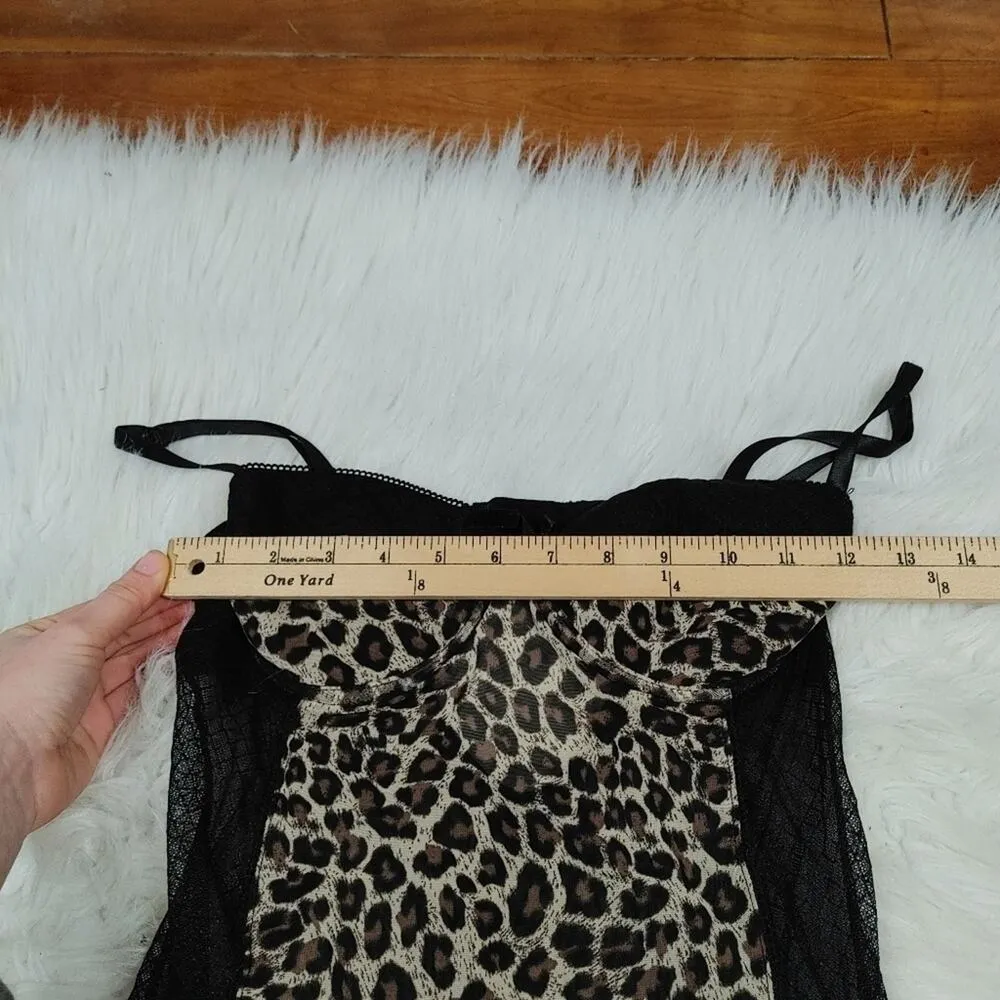 Rampage Intimates Size Large L Cheetah Print Lingerie Black Sexy Sheer Bra Bow - Image 3