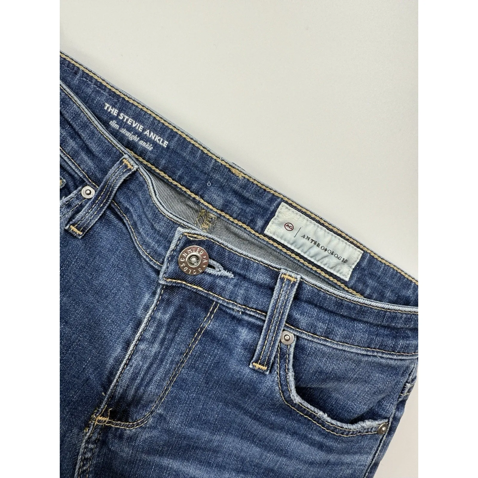 AG Anthropologie Jeans The Stevie High-Rise Ankle‎ Petite Size 25 Medium Wash - Image 4