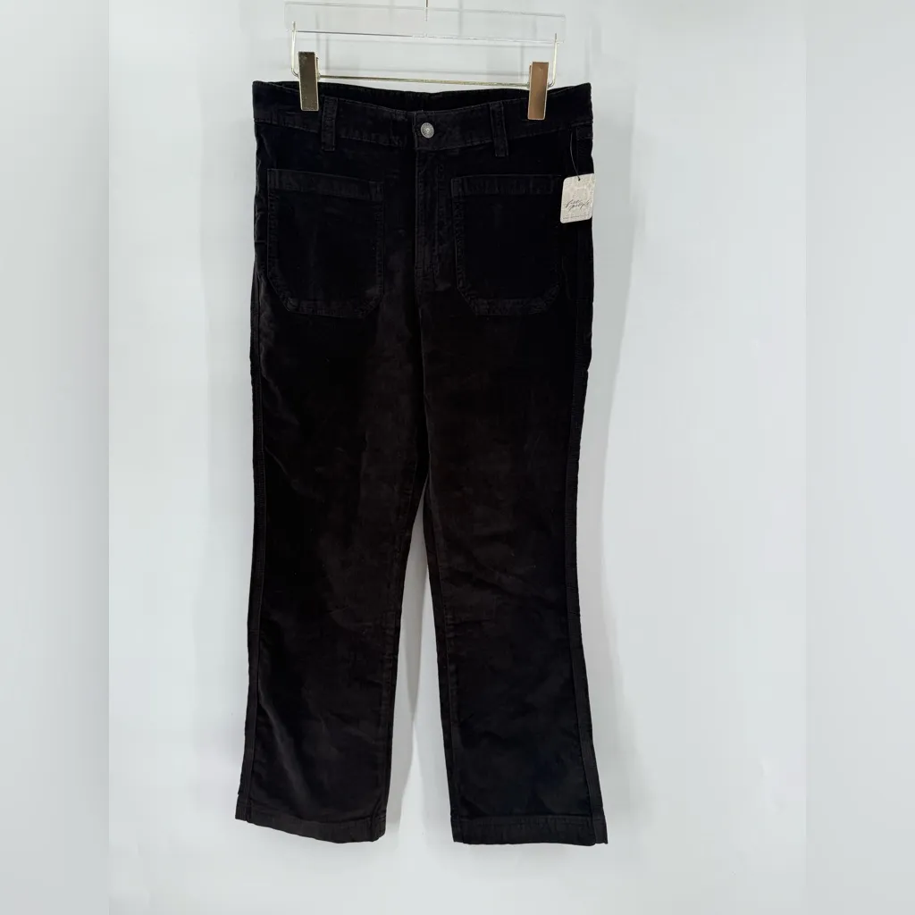 FREE PEOPLE HIGH TIME VELVET KICK FLARE PANTS - BLACK size 4 NWT - Image 3