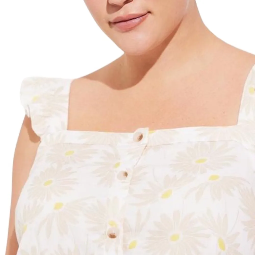Size 3: Torrid Duofold Ruffle Button Front Daisy Tank Top - Image 3