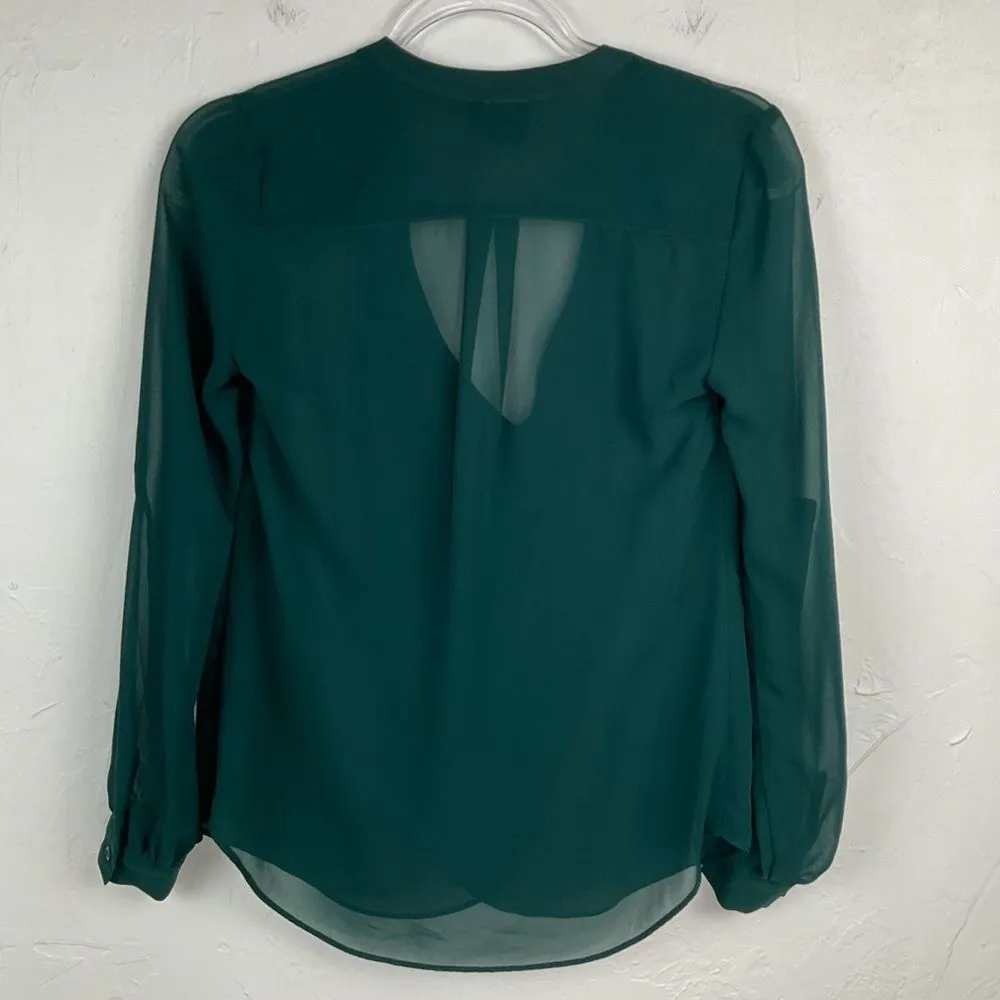 ASOS  Green Drapey Sheer Long Sleeve Top 0 - Image 4