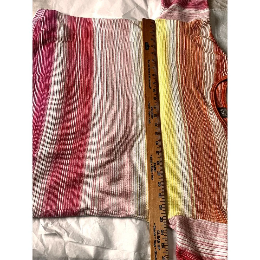 Chico's womens size 2 top striped multicolor Summery, vacation, colorful - Image 7