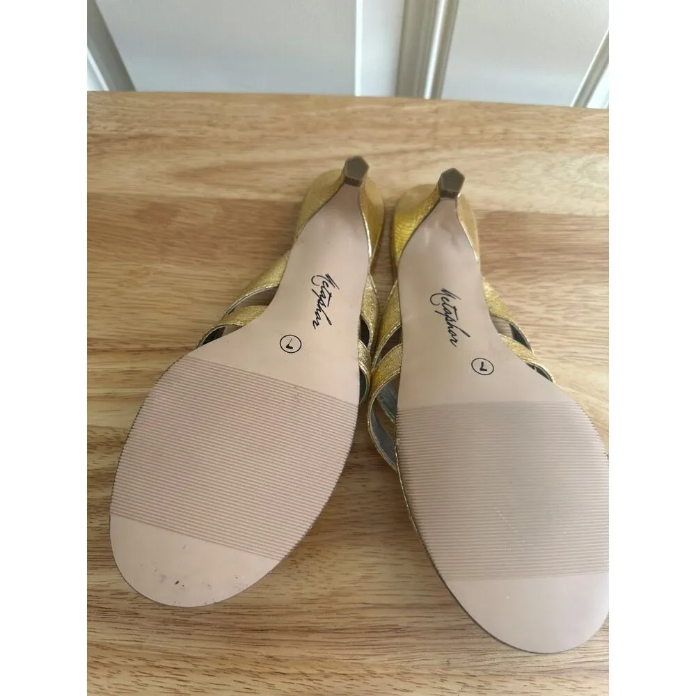 Womens Metaphor Nenita Gold Strappy Dress 2.29" Heel Sandal  Size 7 Eur 38.5 - Image 12