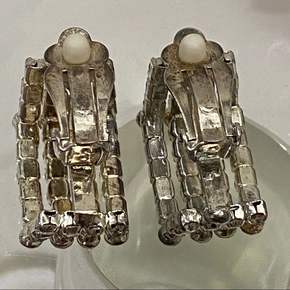 Vintage Pave Stone Aurora Borealis Clipon Earring - Image 11