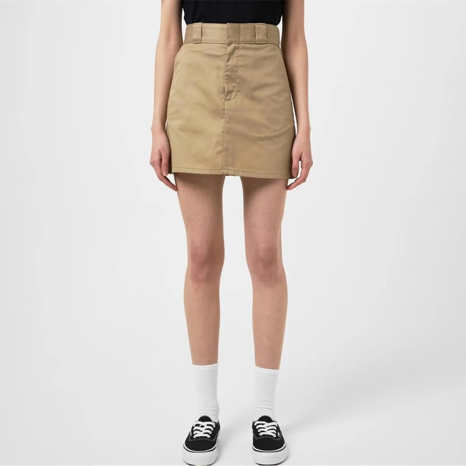 Dickies Work Mini Skirt Khaki White Fold-Over Waist NWT Size 26 - Image 4