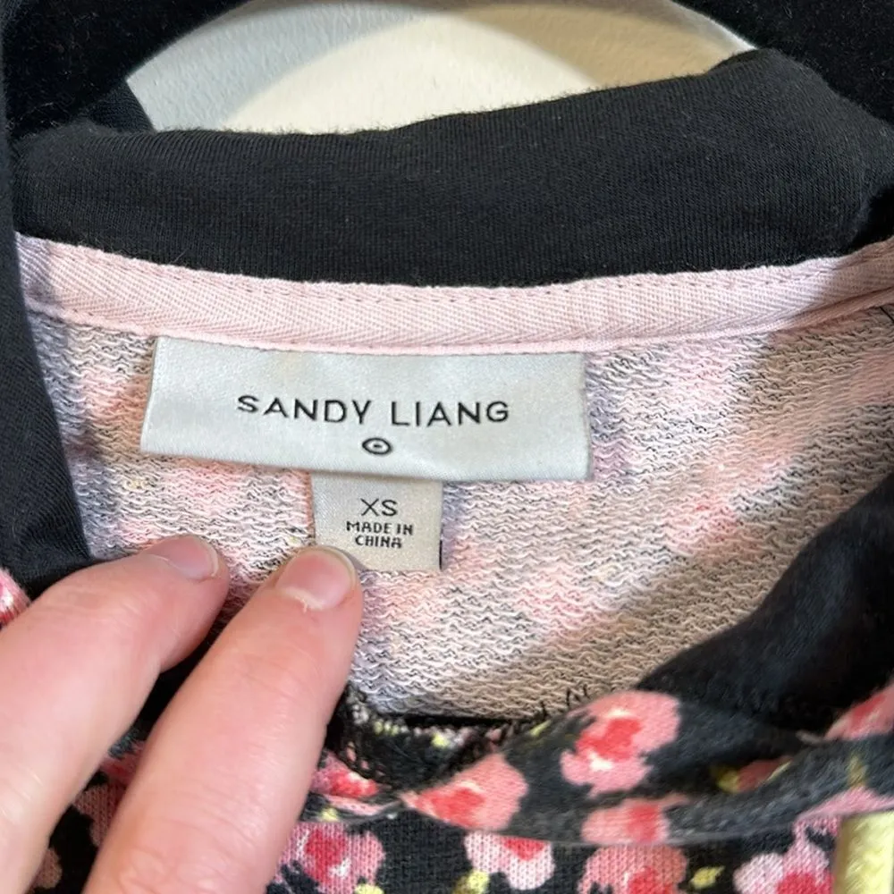 Sandy Liang Target Collab Black Pink Floral Sweatshirt Hoodie Women XS - Image 3