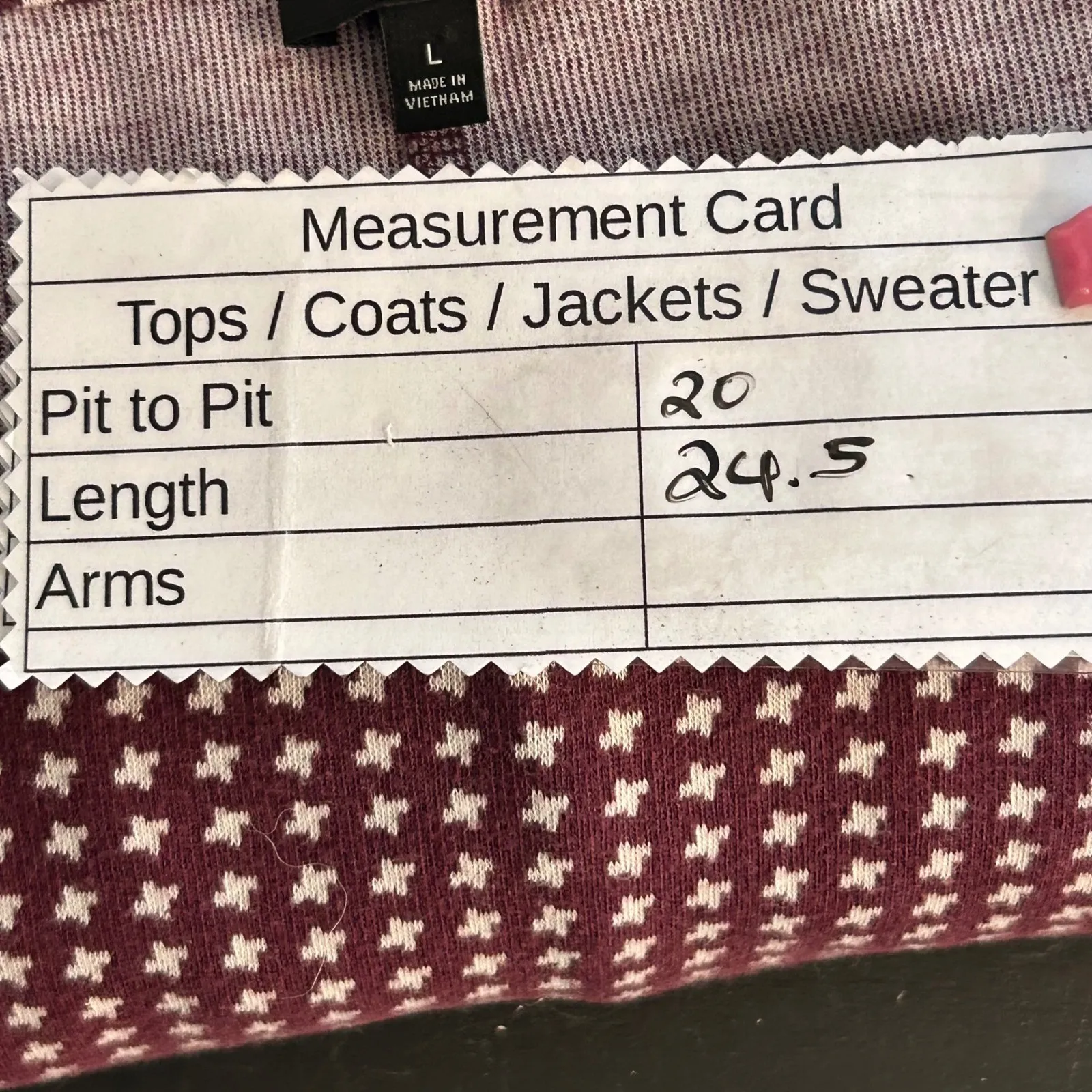 Talbots Womens Sweater Size L Maroon Houndstooth‎ 3/4 Sleeve Thick Cotton Knit - Image 11