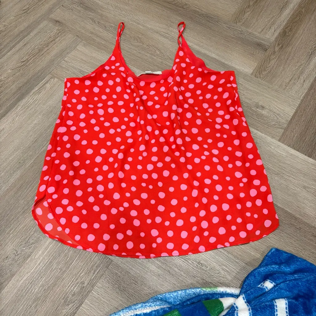 LOFT Red & Pink Polka Dot Women's Tank Top Size M - Image 4