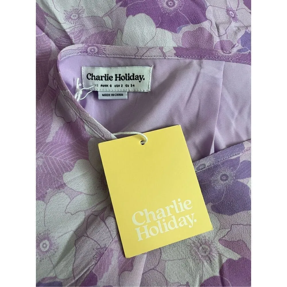 Charlie Holiday Anthropologie Lilac Floral‎ Phoebe Mini Skirt XS 2 - Image 6