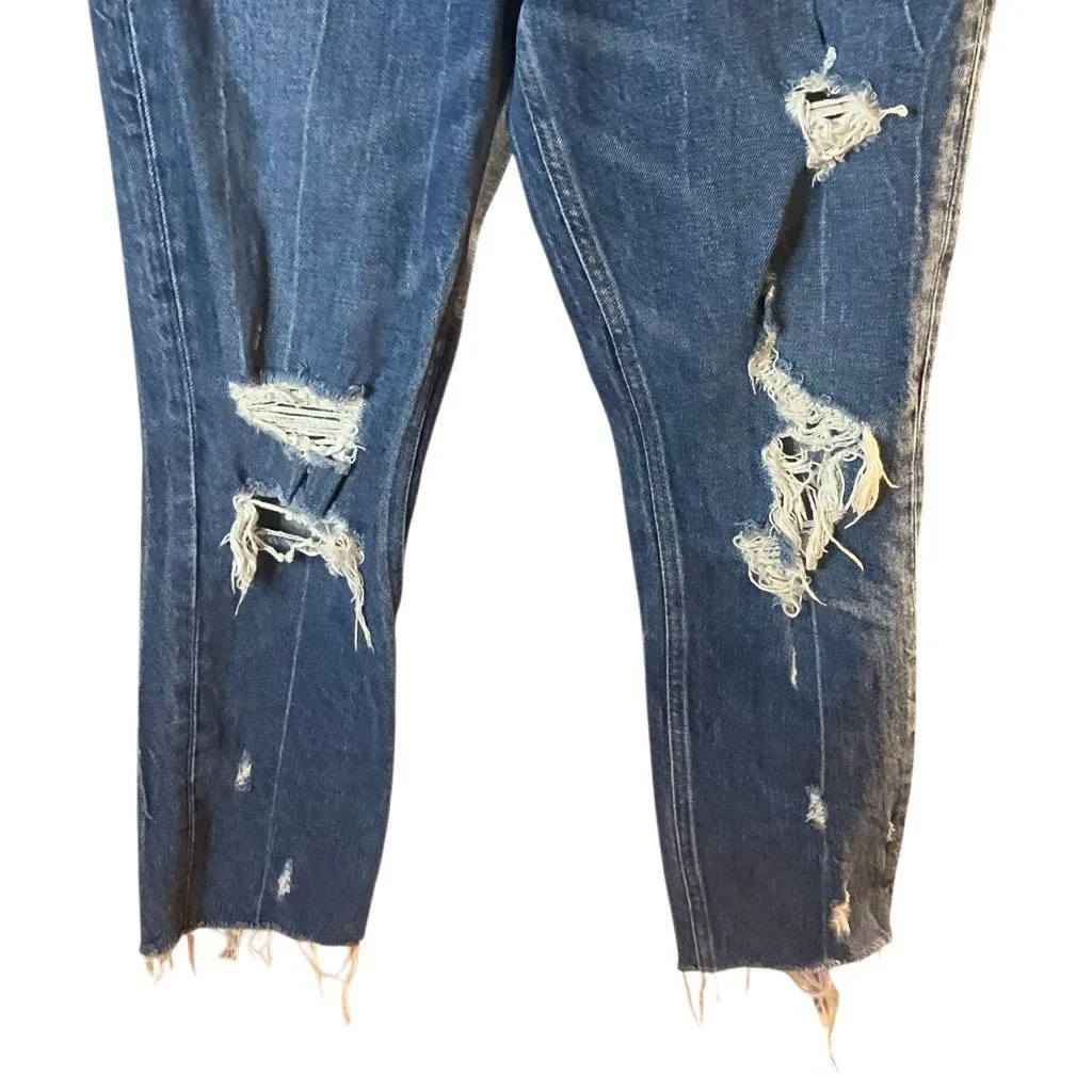 Abercrombie & Fitch High Rise Mom Jeans Dark Wash Distressed 2/26S #761 - Image 6