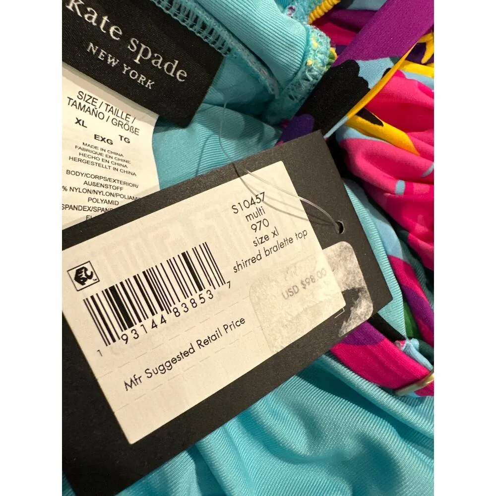 Kate Spade Shirred Floral Wire Bikini Top No Pads Size XL - Image 8