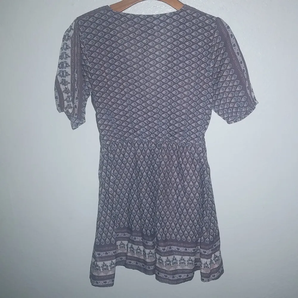 Urban Outfitters M Cotton Boho Short Sleeved Mauve Purple Mini Dress - Image 9