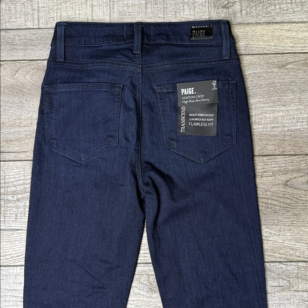 PAIGE Hoxton Crop High Rise Ultra Skinny Indigo Denim Jeans - Image 8