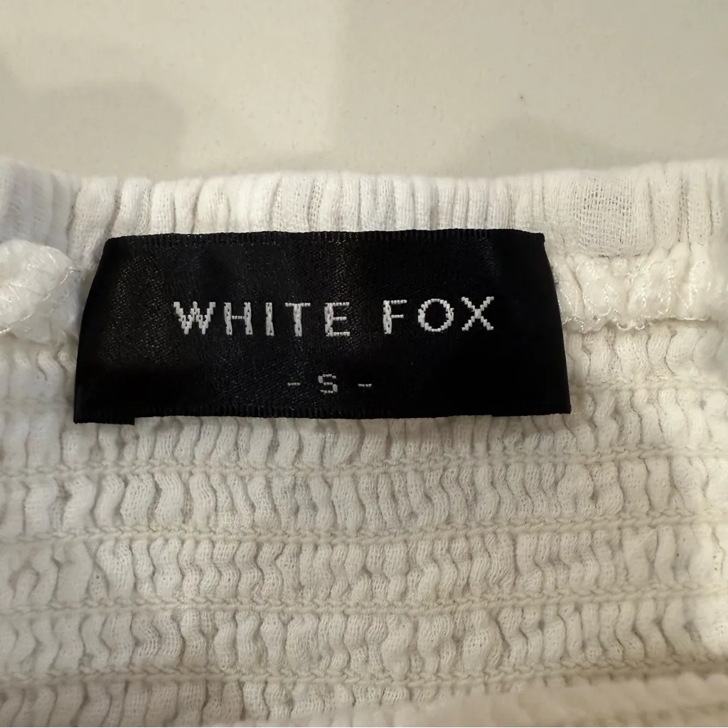 White Fox Smocked Flowy Mini Skirt Women’s Small White Gauze Lightweight Summer - Image 5