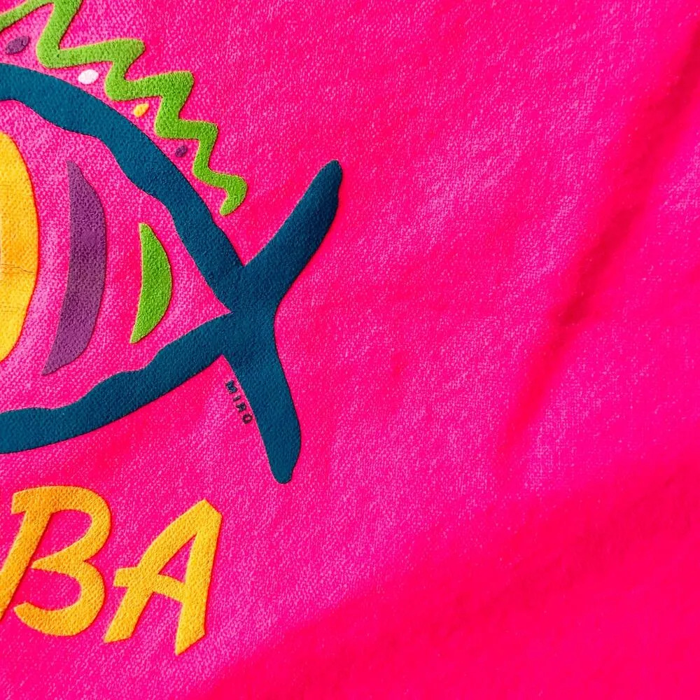 Miro Unit Alla Hot Pink Aruba Destination Souvenir Vibrant Fish Tote NWT 90s - Image 6