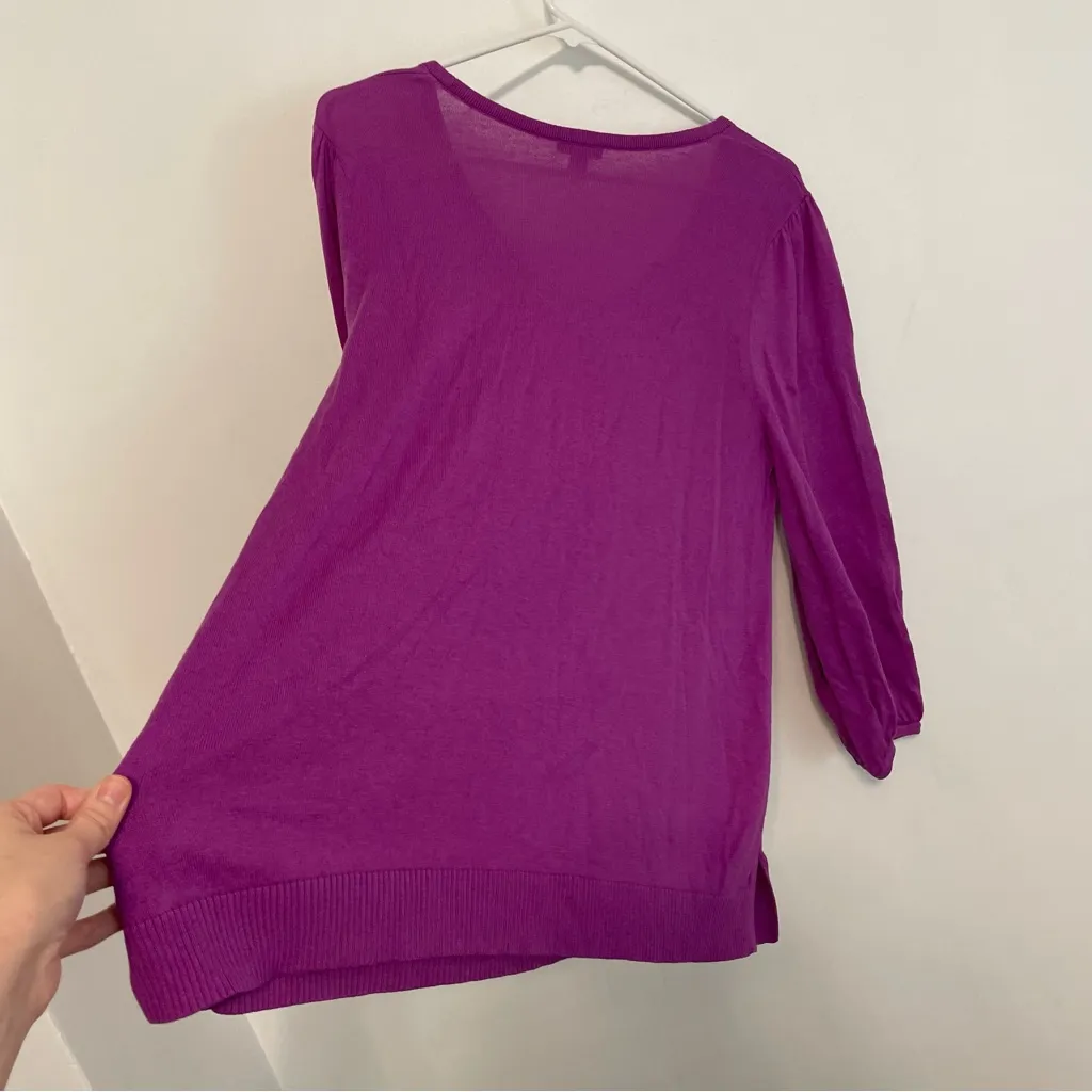 J. JILL Wearever Collection Silk Blend Blouson Sleeve Sweater Purple 3/4 Sleeve Size L - Image 16