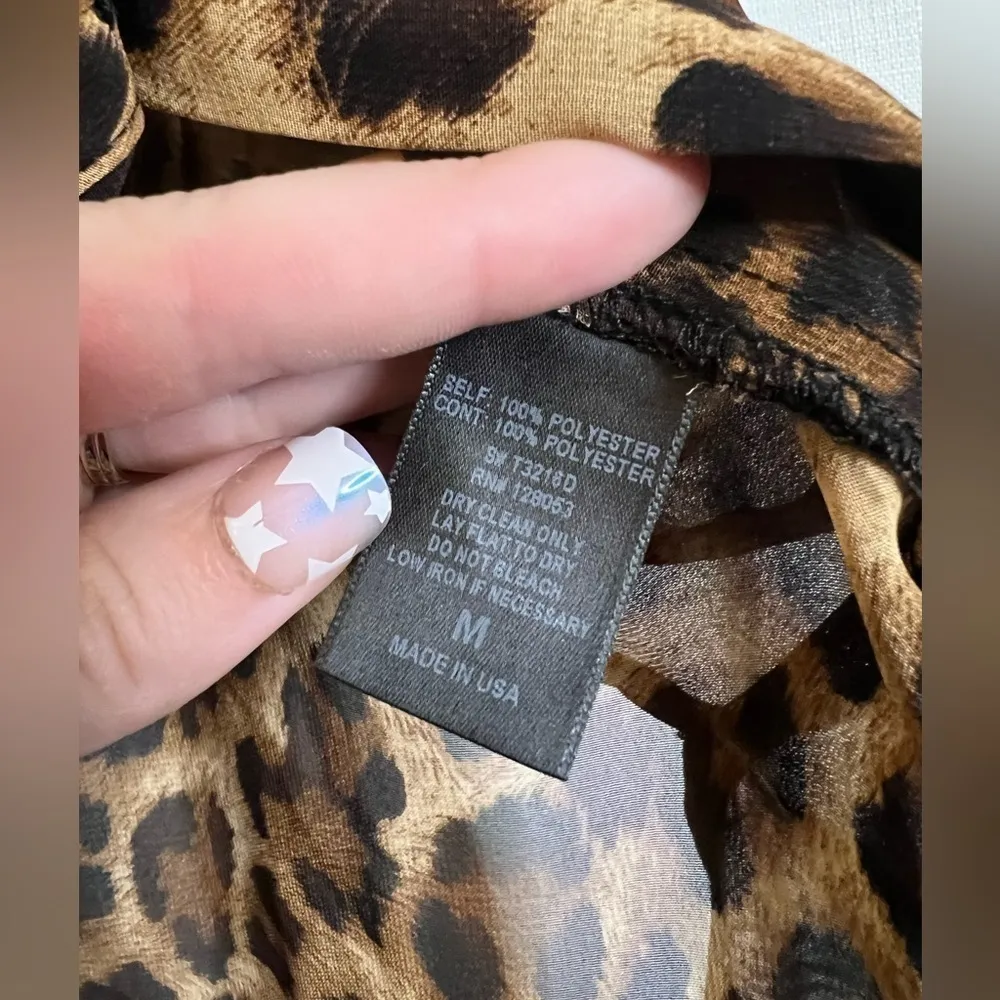 Potter’s Pot Sheer Cheetah Print Blouse Medium - Image 9