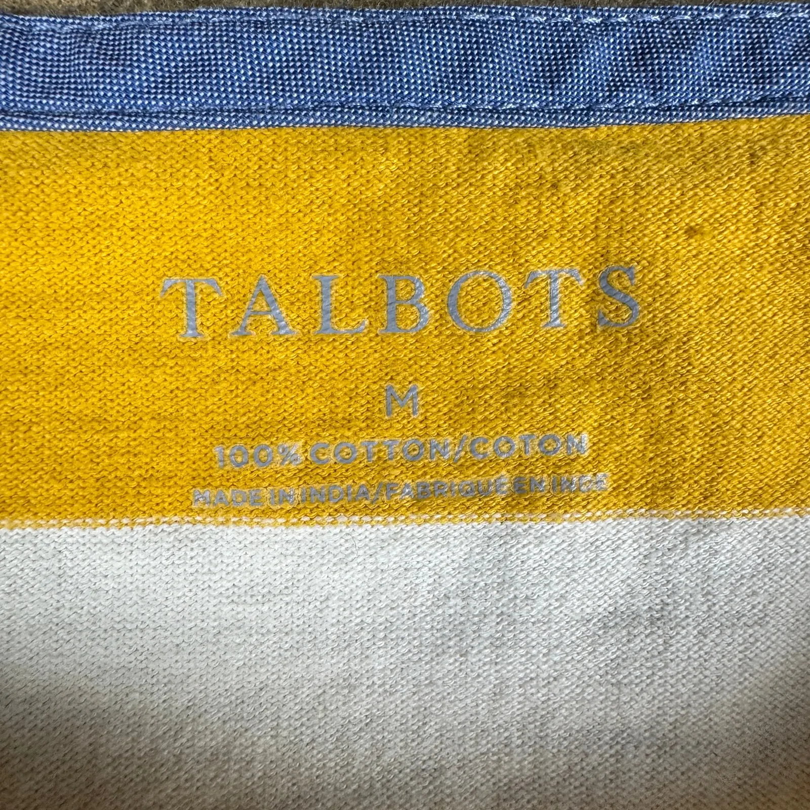 Talbots Women’s Striped Boatneck Long‎ Sleeve Top M Mustard Yellow White Cotton - Image 7