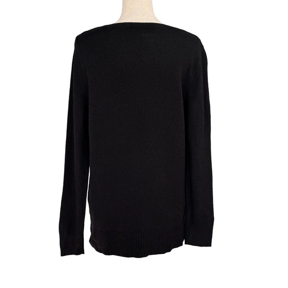 Karen Scott Small Sweater Crossover V-Neck Long Sleeve Stretch Pullover Black - Image 3