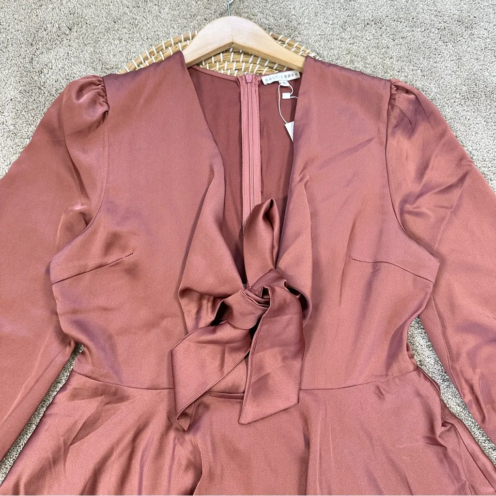 NWT Baltic Born Women’s Woodbury Satin Mini Dress Longsleeve in Deep Mauve XL - Image 5