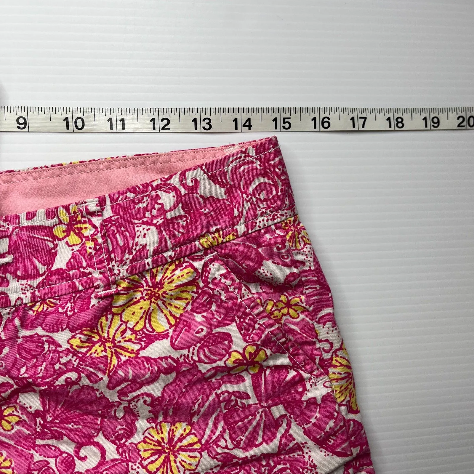 Lily Pulitzer Womens Chum Bucket Shorts Sz 2 Pink Yellow Floral 2" Inseam Floral - Image 7
