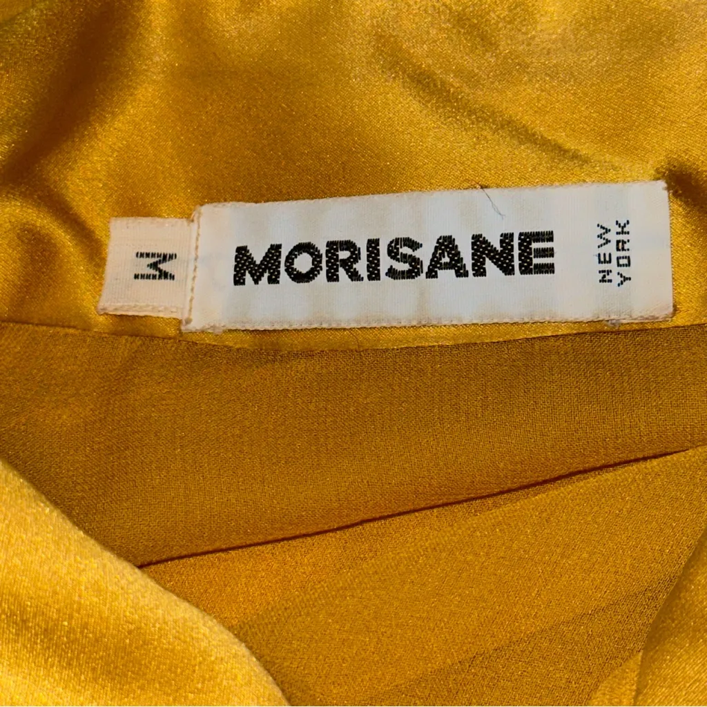 Morisane Women’s Size M Marigold Silk Chiffon Button Up Boyfriend Sheer Shirt Yellow Size M - Image 6