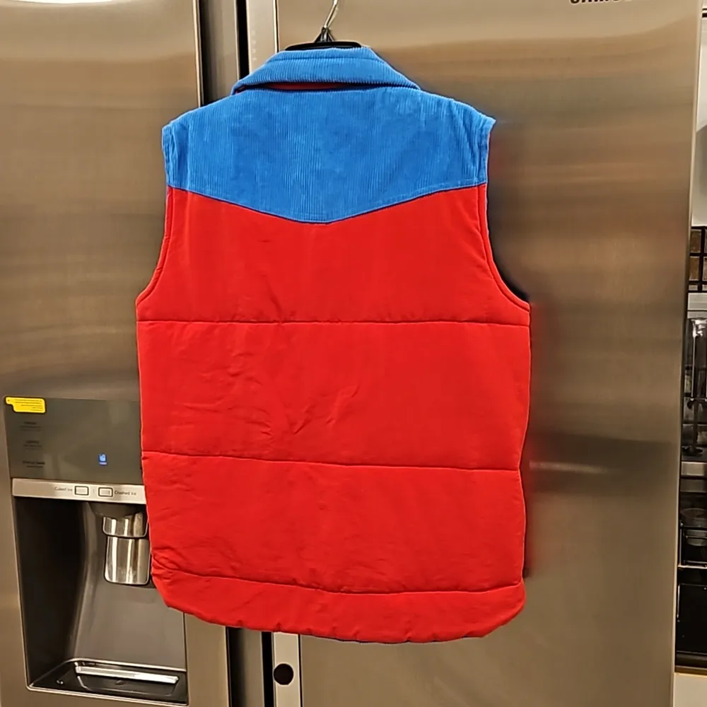 đź’•AVIATOR NATIONđź’• Reversible Sleeveless Corduroy Vest ~ Red & Blue Small - Image 2