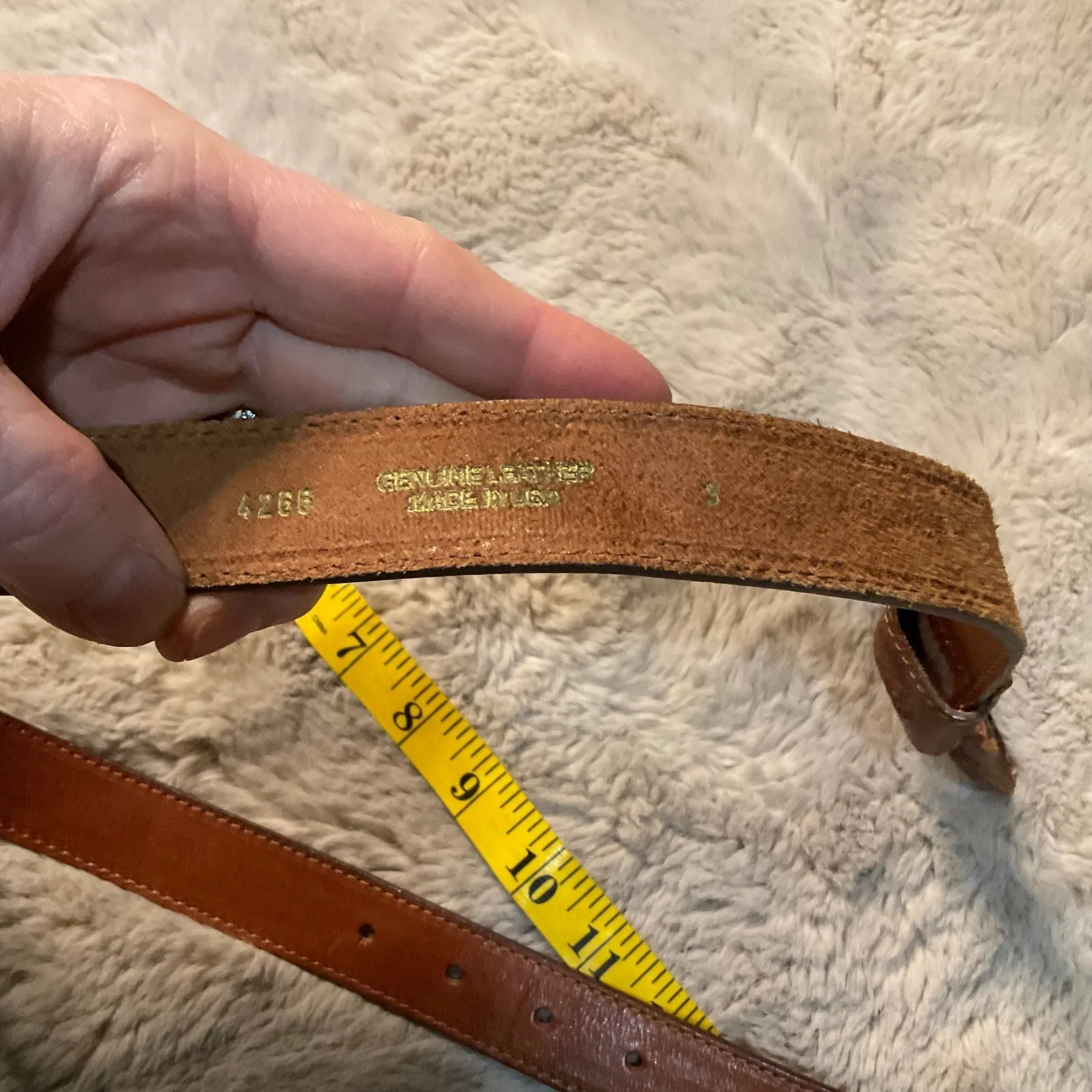 Leather Belt Brown With Rounded Leather Buckle Size Small Womens - Image 7