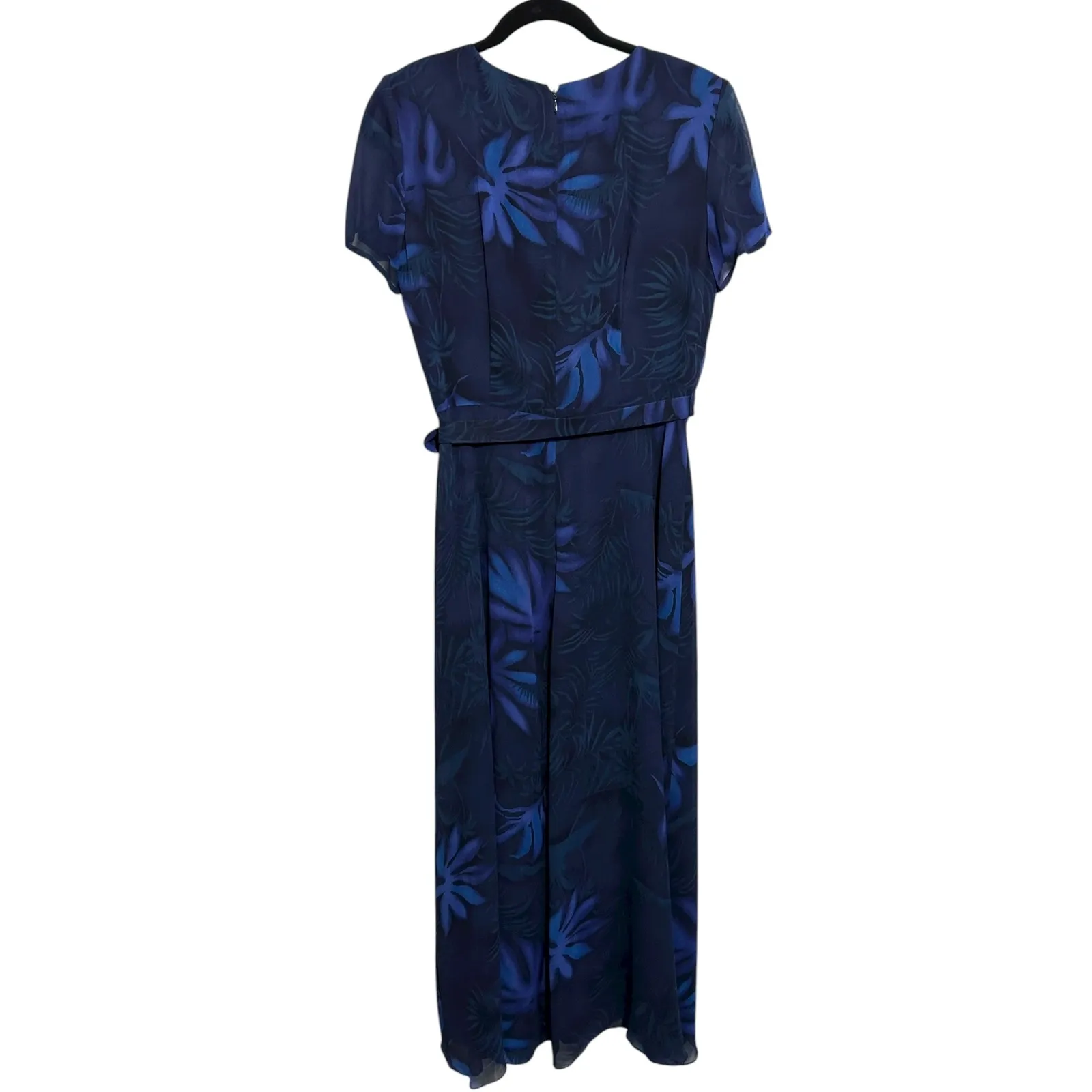 Dana‎ Buchman Navy Blue Wrap Floral Print Silk Maxi Midi Dress Women's Sz 6 - Image 4