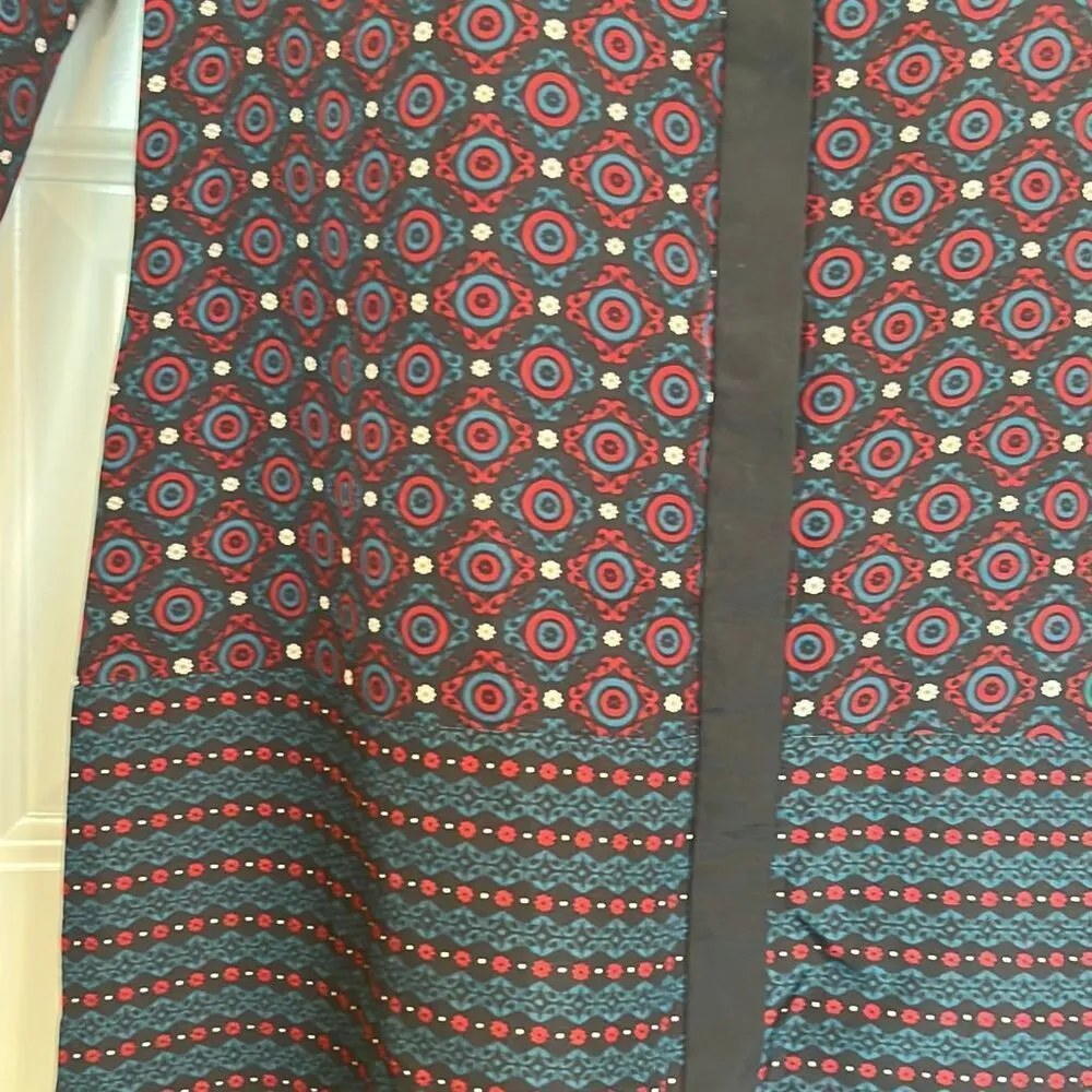 Ann Taylor Blue Red Abstract Print Long Sleeve Sheath Dress Size 4 Office Work - Image 2