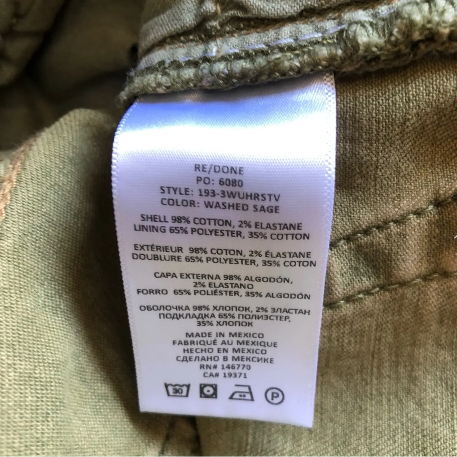 Re/Done NWT 90’s High Rise Loose Fit Button Fly Jeans Washed Sage Green Size 25 - Image 10