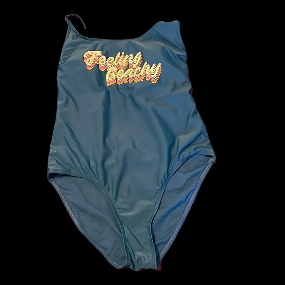 No Boundaries NWOT “Feeling Beachy” size large blue one piece swimsuit - Image 3