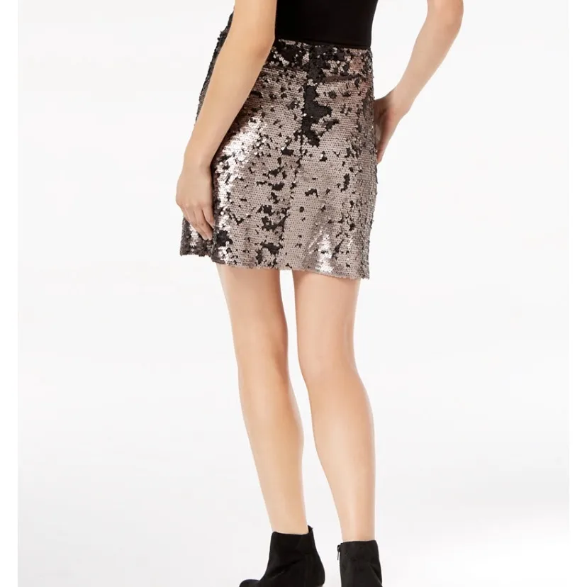 NWT 1.State X Nordstrom Matte Sequin Mini Skirt Gold - Image 3