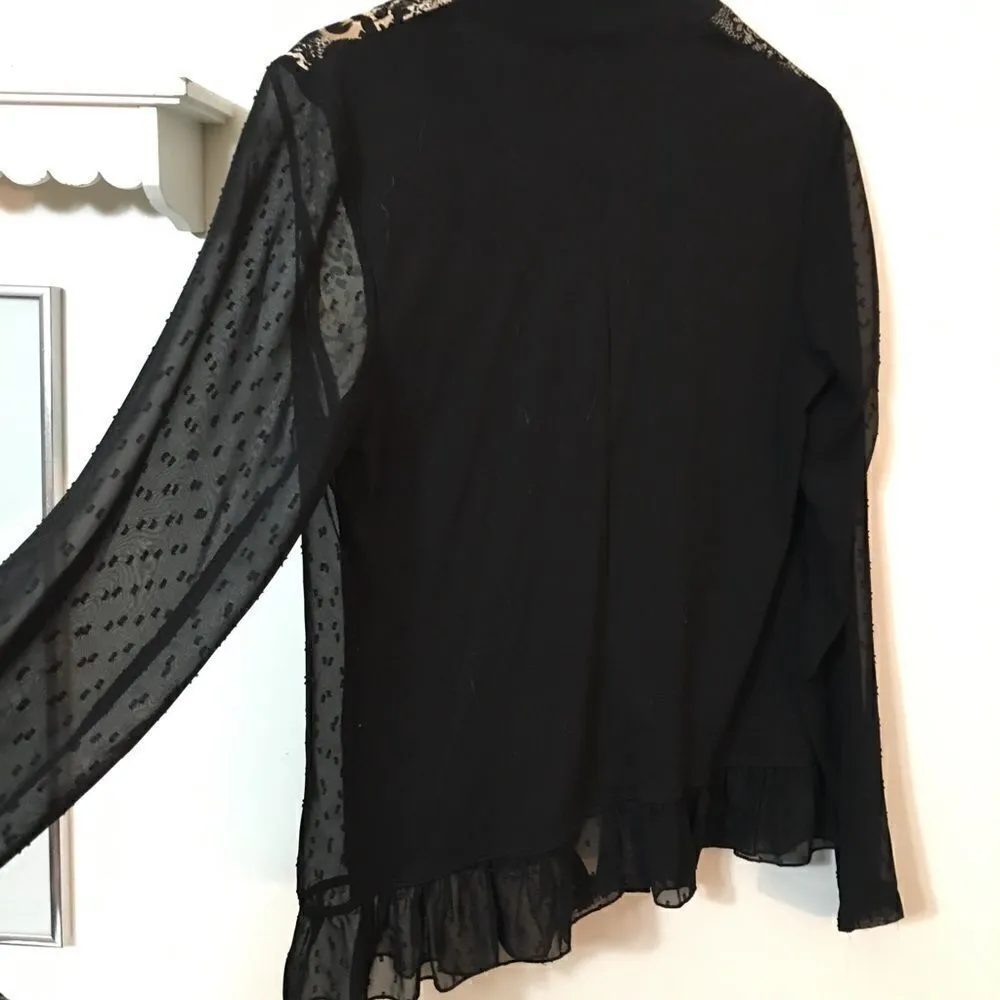Sere Nade polka dot lace full zip Blouse Black Size M - Image 7