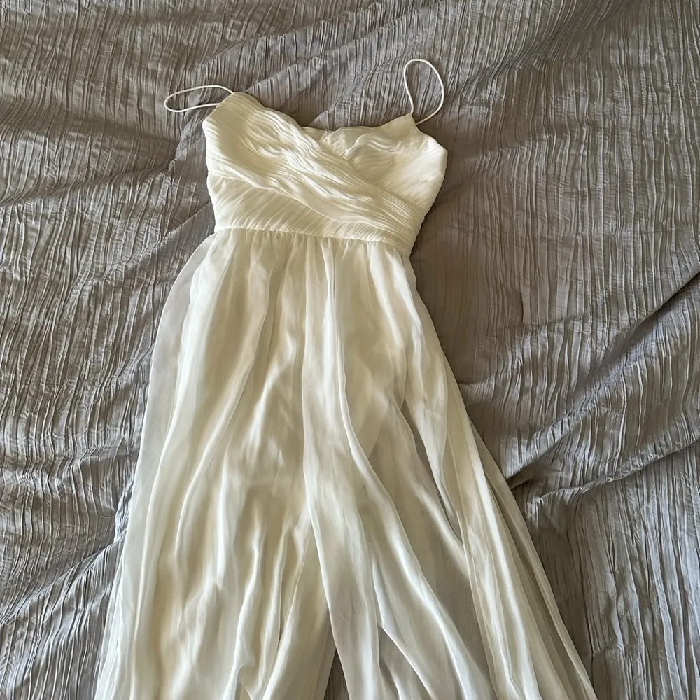 Ieena for Mac Duggal flowy faux wrap jumpsuit in white - Image 6