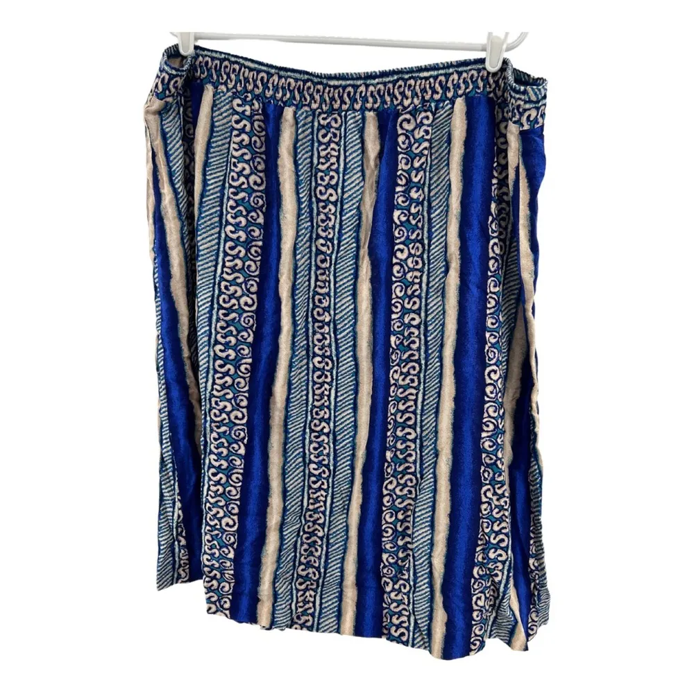 Vintage Kathie Lee rayon skirt plus size knee length blue beach coastal 26w - Image 2