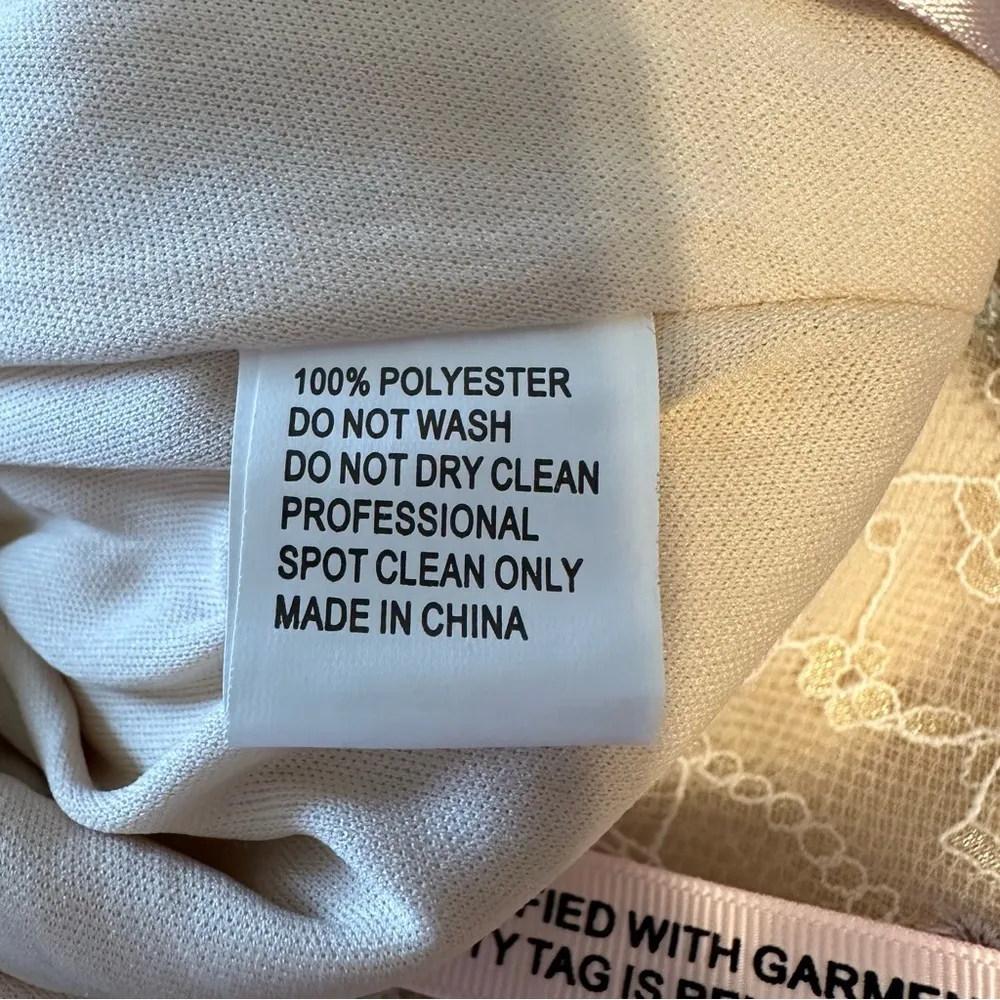 Mac Duggal Embellished High Neck Long Sleeve Dress in Nude size 16 NWT 3D Flower - Image 13