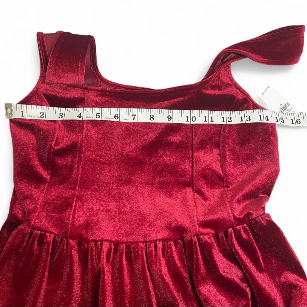 Old Navy Velvet Burgundy Fit & Flare Mini Goth witchy Dress Medium - Image 7