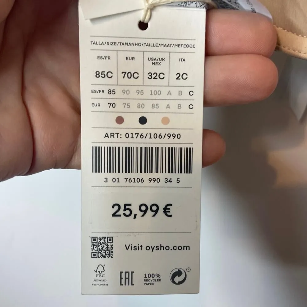 NWT Oysho Bra 32C Tan Padded Molded Lined Undewire Comfort Feminine Intimates - Image 4