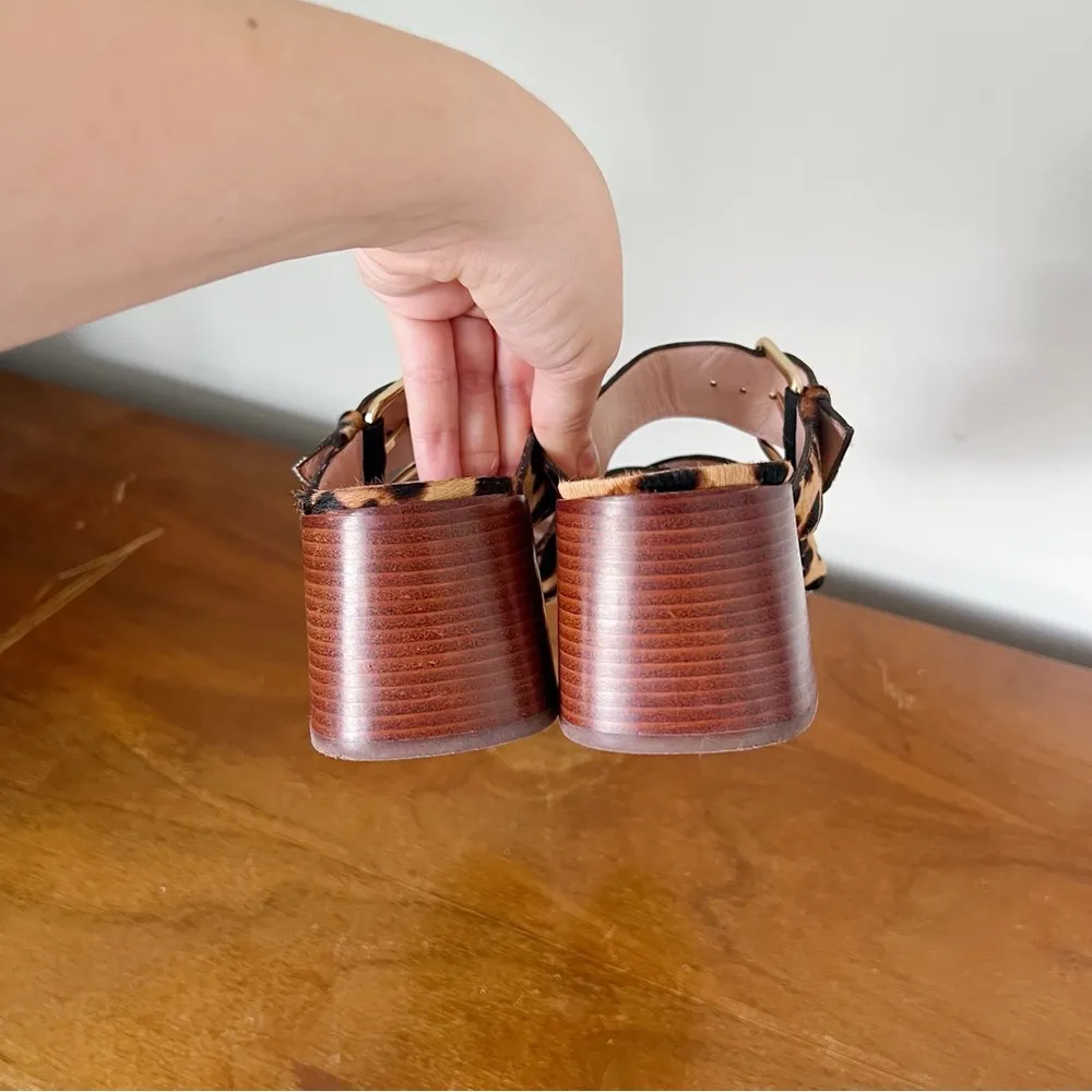 J Crew • Penny Slide Sandals in Leopard Calf Hair mules block heel - Image 7