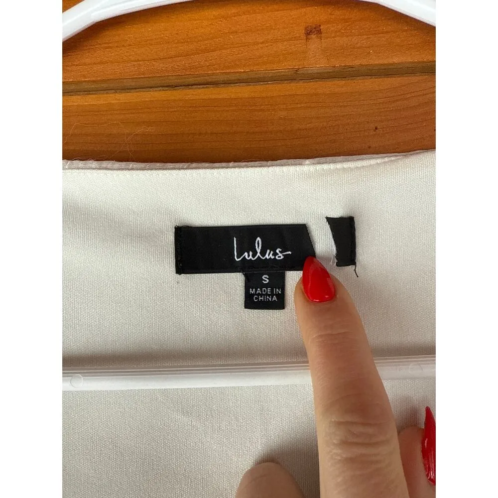 Lulus Strolling Sweetie White Crochet Button-Front Mini Dress Cocktail Bride S - Image 3